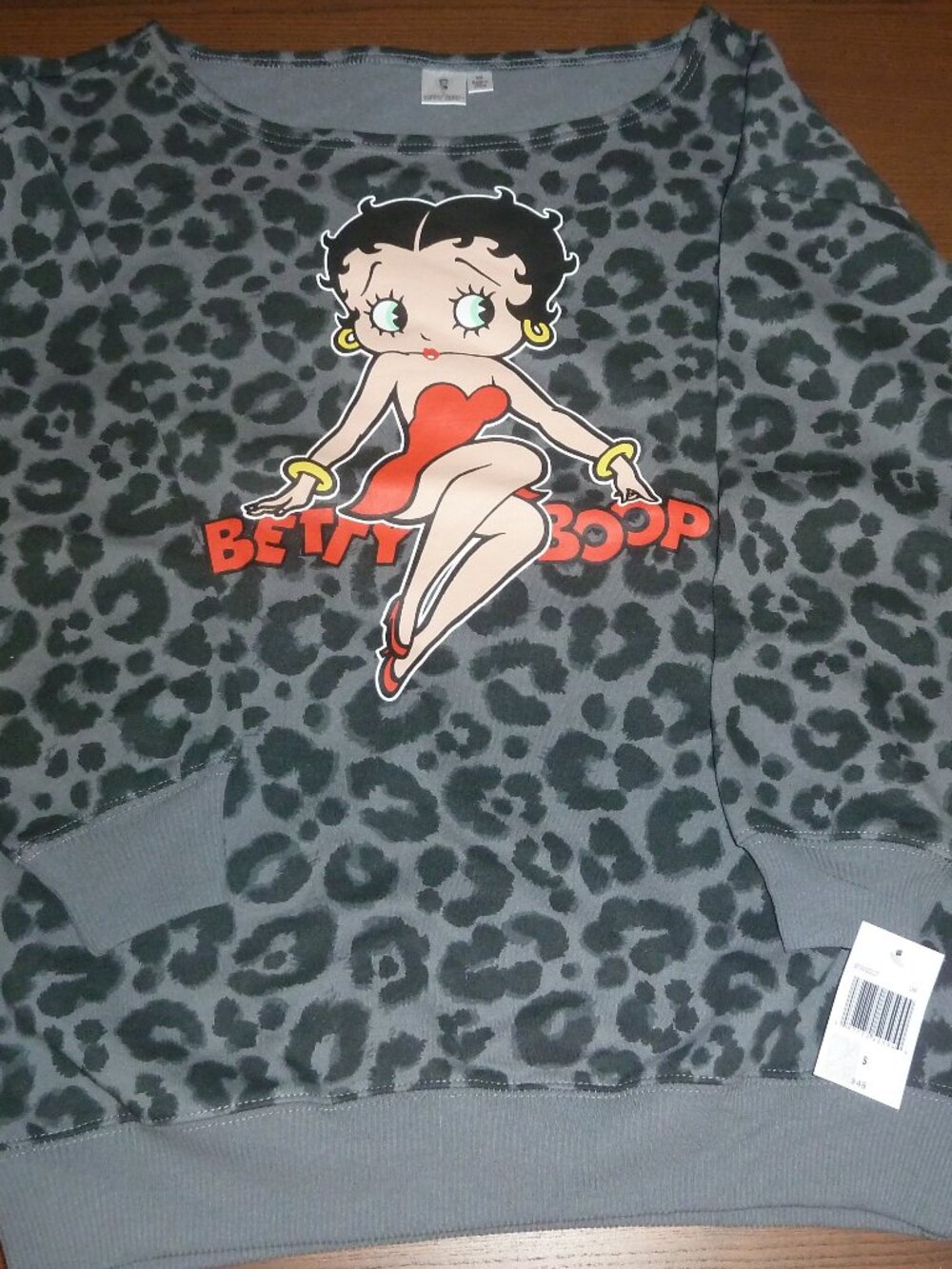 Betty Boop Womens Casual Pullover Sweatshirt Black Gray Size Small